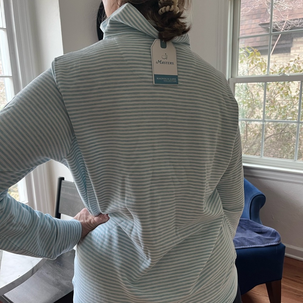 Masters Golf Gear. Magnolia Light Blue & White Striped Zip-Up. NWT women’s large - Picture 5 of 10